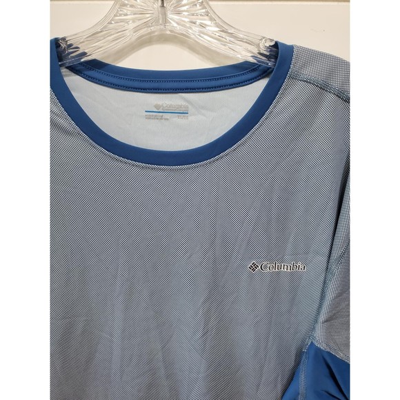 Columbia mens size XL short sleeve Omni shade sun reflecting shiny t-shirt blue - Picture 2 of 5